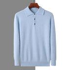 Men's textured polo sweater with collar and button placket