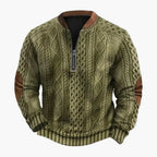 Men's textured quarter-zip sweater with stand collar