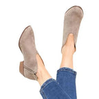 Women's leopard print ankle boots with side zipper and low block heel