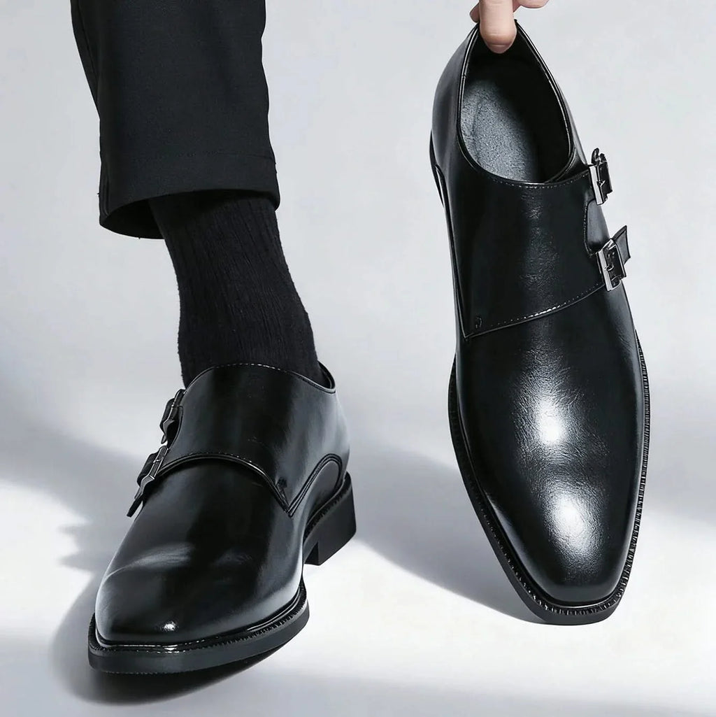 Men's double monk strap loafers with buckle fastenings