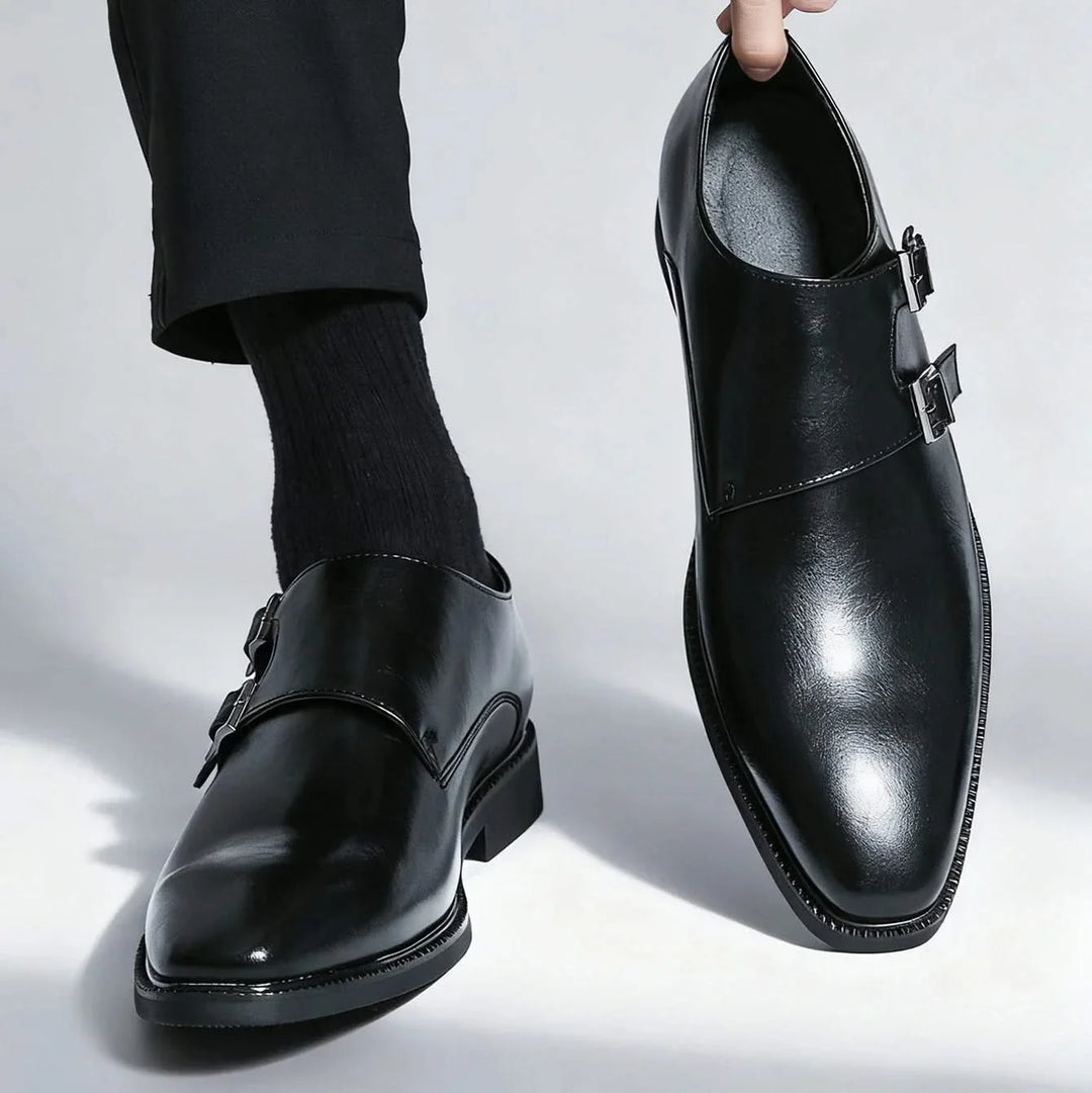 Men's double monk strap loafers with buckle fastenings