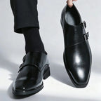 Men's double monk strap loafers with buckle fastenings
