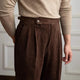 Women's pleated wide-leg corduroy trousers with high waist