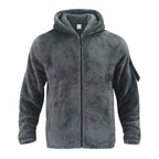 Men's textured hooded zip jacket with long sleeves and sleeve pocket