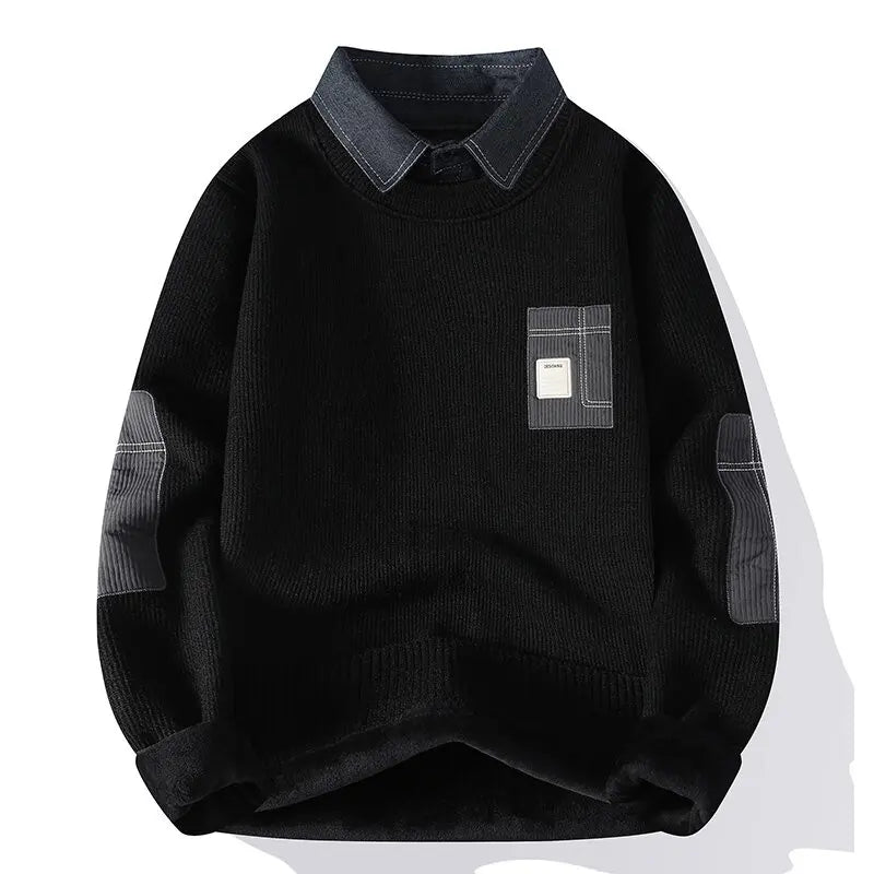 Multicolor geometric turtleneck knit sweater with long sleeves