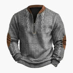 Men's textured quarter-zip sweater with stand collar