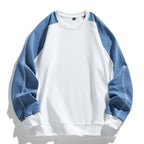 Unisex colourblock crew-neck sweatshirt with contrast long sleeves and orange seam detailing