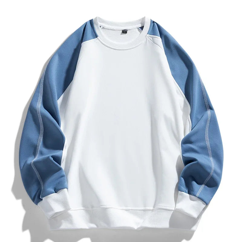 Unisex colourblock crew-neck sweatshirt with contrast long sleeves and orange seam detailing