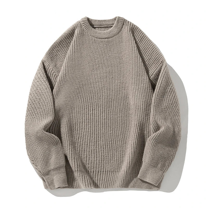 Unisex ribbed crew neck sweater with long sleeves