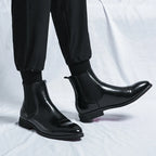 Chelsea ankle boots with square toes, elastic side panels and low heels