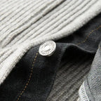 Men's ribbed button front jacket with shirt collar and patch pockets