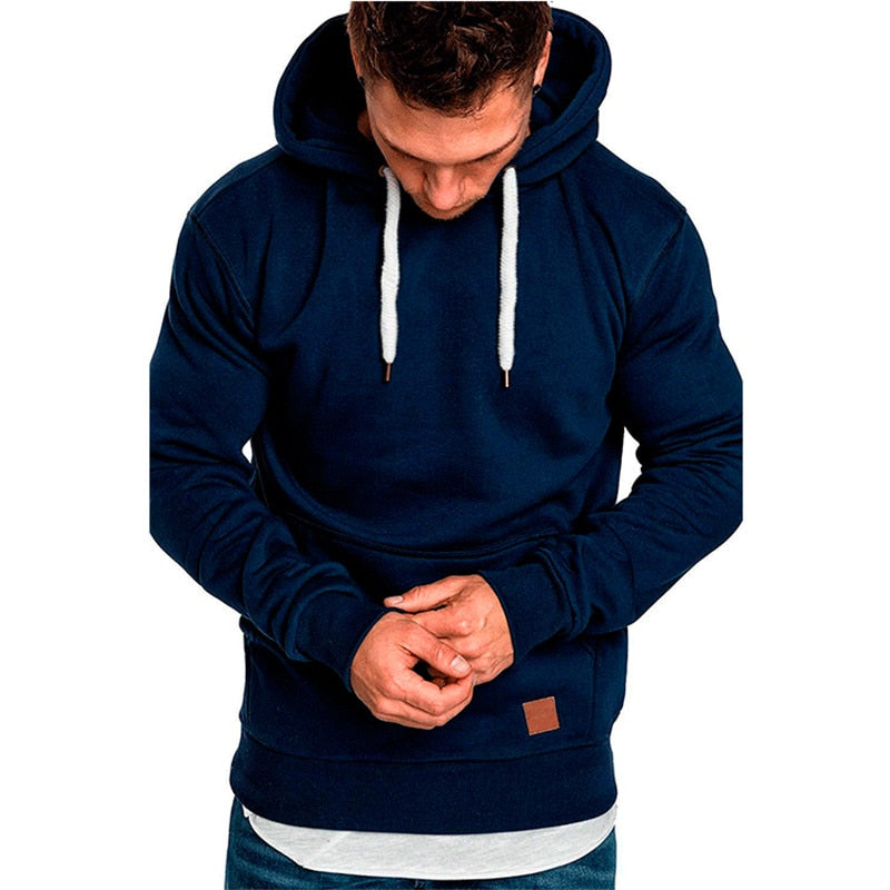 Men's pullover hoodie with drawstring hood and kangaroo pocket