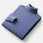 Plain men's roll neck sweater with ribbed trims
