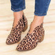 Women's leopard print ankle boots with side zipper and low block heel