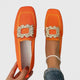 Women's square-toe loafers with embellished buckle detail