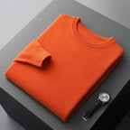 Plain crew neck sweater with long sleeves and ribbed trims