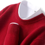 Men's fine-knit crew-neck jumper with long sleeves and ribbed trims