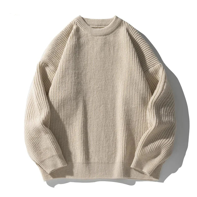 Unisex ribbed crew neck sweater with long sleeves