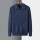 Men's plain quarter zip sweater with knitted collar and ribbed trims