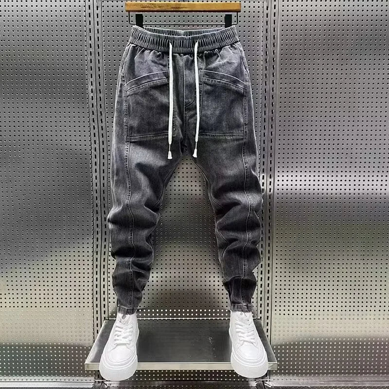 Men's Drawstring Denim Cargo Joggers
