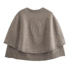 Women's grey knitted cape cardigan with buttons and ribbed trim