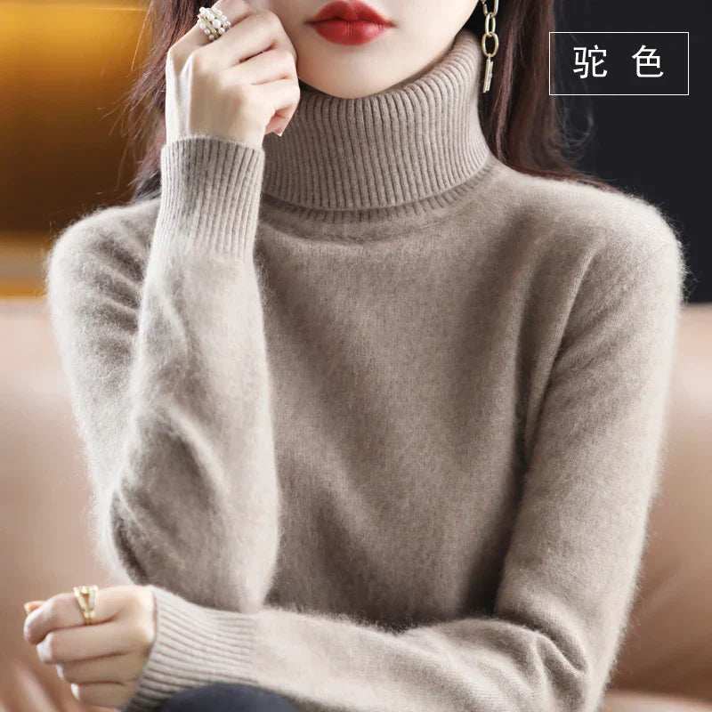 Women's long-sleeve ribbed turtleneck sweater