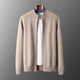 Men's mock neck zip cardigan with ribbed trim