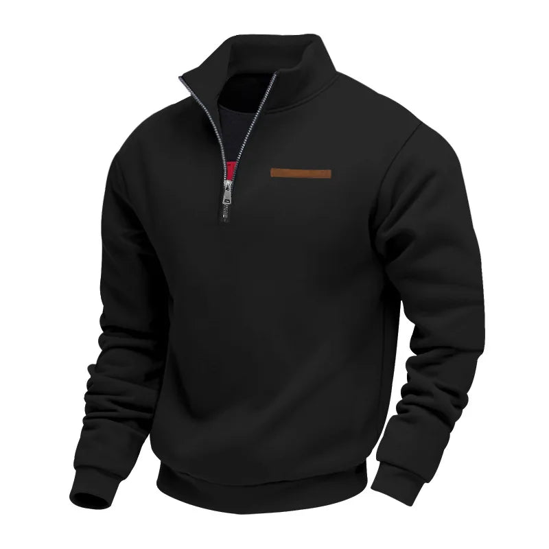 Men's quarter-zip fleece sweatshirt with mock neck and long sleeves
