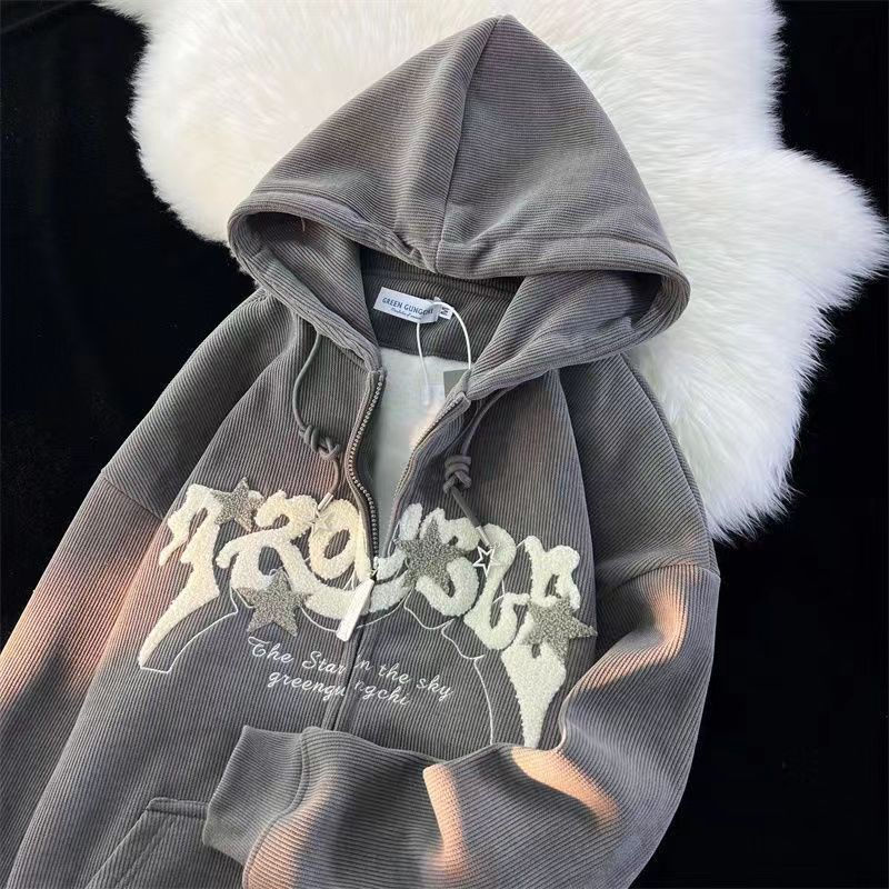 Men's Embroidered Graphic Zip-Up Hoodie