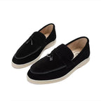 Women's pointed toe loafers with strap and flat sole