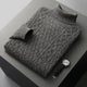 Men's long-sleeved cable knit roll neck jumper with ribbed trims