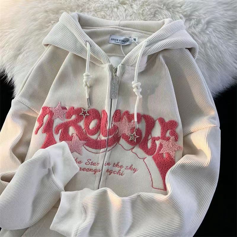 Men's Embroidered Graphic Zip-Up Hoodie