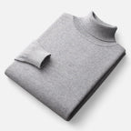 Plain men's roll neck sweater with ribbed trims