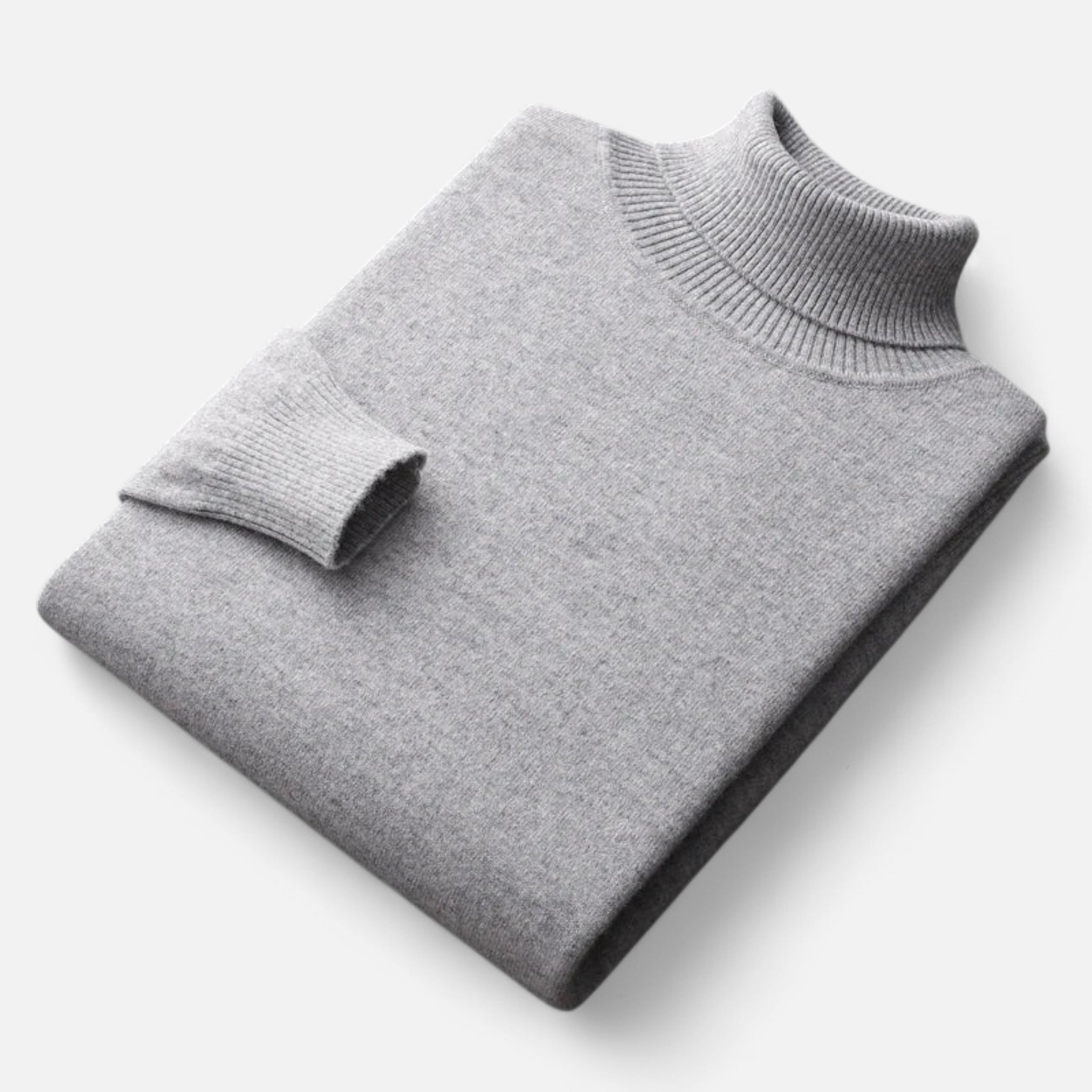 Plain men's roll neck sweater with ribbed trims