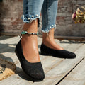 Women's knitted mesh ballet flats with round toes and flat soles