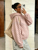 Women's oversized camouflage hoodie with hood and front kangaroo pocket