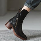Women's ankle boots with side zipper and block heel