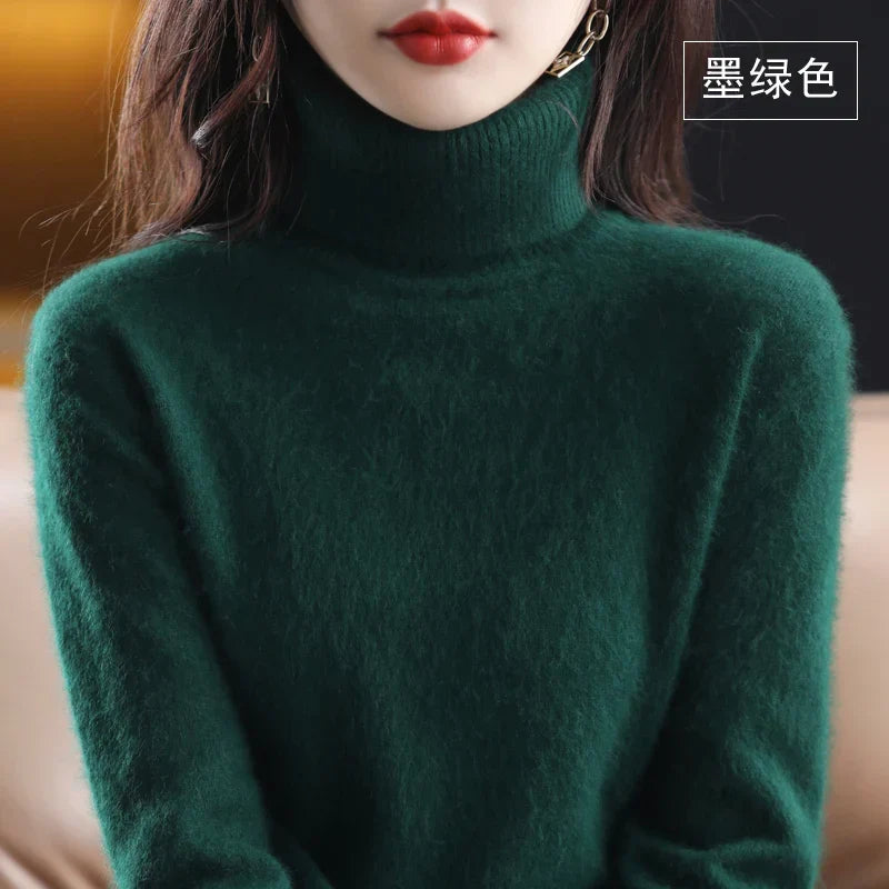 Women's long-sleeve ribbed turtleneck sweater