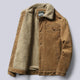Men's corduroy jacket with shearling-style collar, button front and pockets