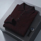 Men's textured polo sweater with collar and button placket
