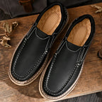 Women's leather moc toe loafers with lug soles
