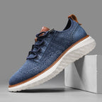 Mesh lace-up trainers with rounded toes, contrasting trim and textured soles