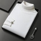Ribbed turtleneck sweater with long sleeves and cuffed hem