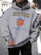 Men's long-sleeve graphic hoodie with drawstring hood and kangaroo pocket