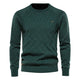 Men's argyle knit crew neck sweater with long sleeves and ribbed trims