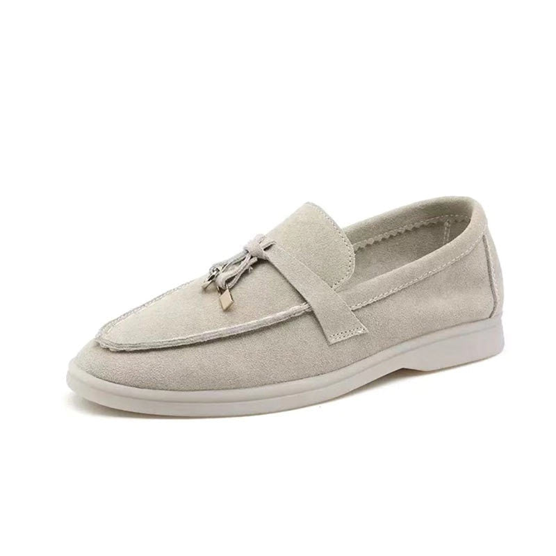 Women's pointed toe loafers with strap and flat sole