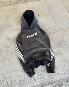 Unisex hooded sweatshirt with contrasting sleeve stripes