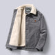 Men's corduroy jacket with shearling-style collar, button front and pockets
