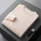 Plain crew neck sweater with long sleeves and ribbed trims