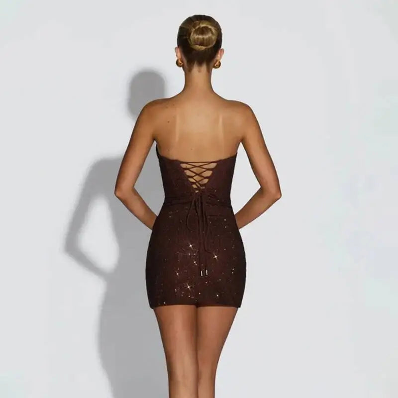 Women's Strapless Sequin Corset Mini Dress